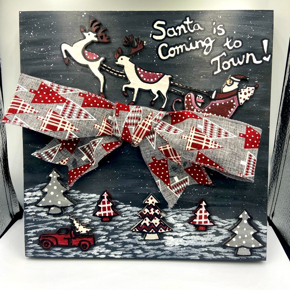 Santa 🎅🏻 is coming to Town Hand-painted Art Piece
